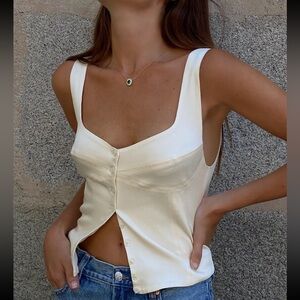 AMLUL Rebecca Pearl Top size 36 Ivory white